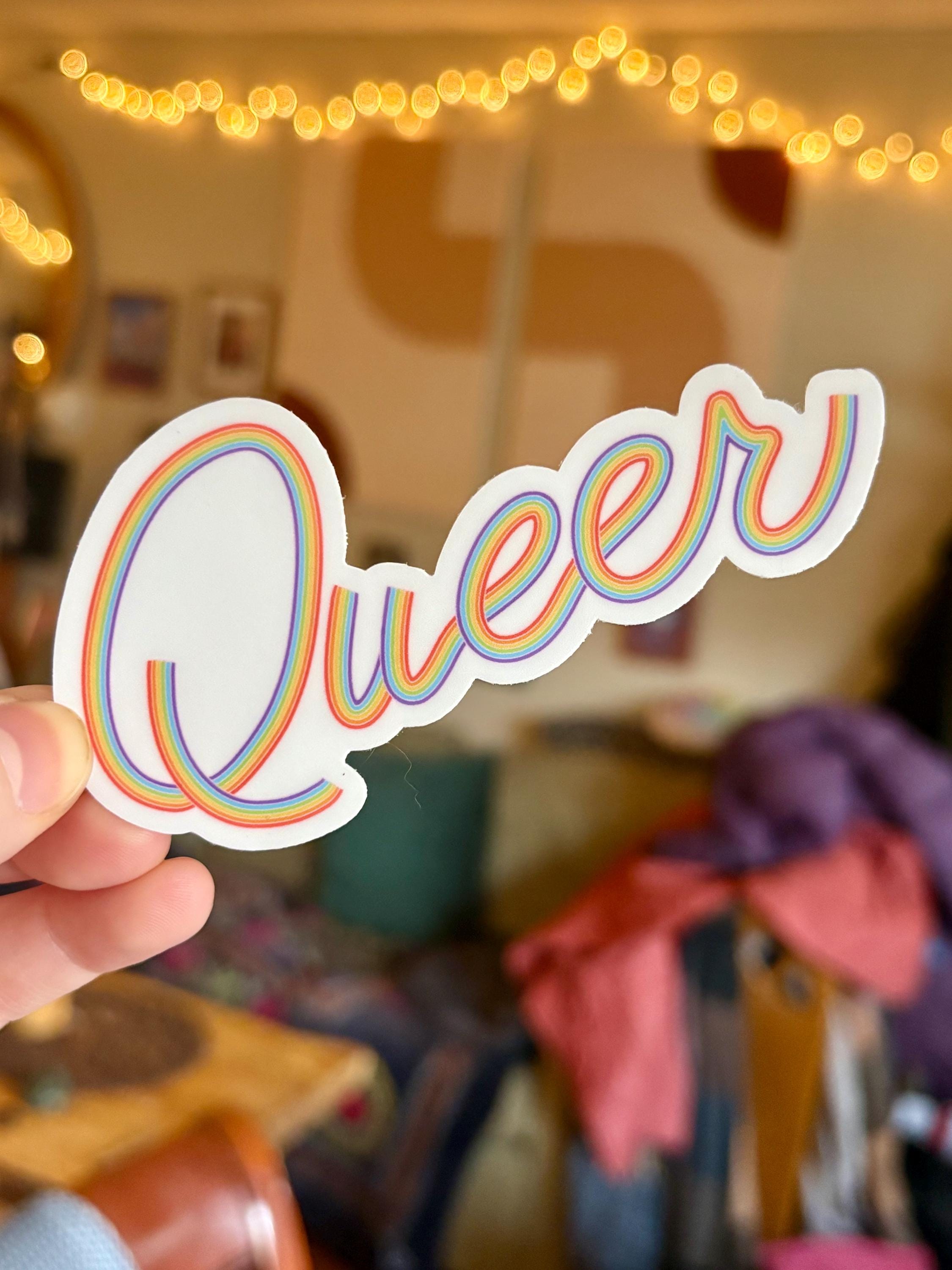 Queer Rainbow Sticker, Waterproof Durable LGBTQIA+ Pride Laptop or Water Bottle Decal