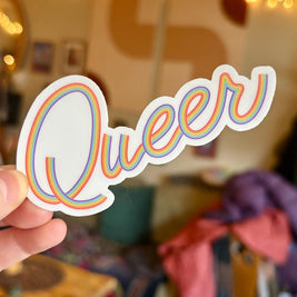 Queer Rainbow Sticker, Waterproof Durable LGBTQIA+ Pride Laptop or Water Bottle Decal