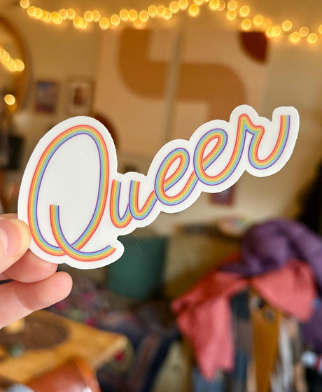 Queer Rainbow Sticker, Waterproof Durable LGBTQIA+ Pride Laptop or Water Bottle Decal