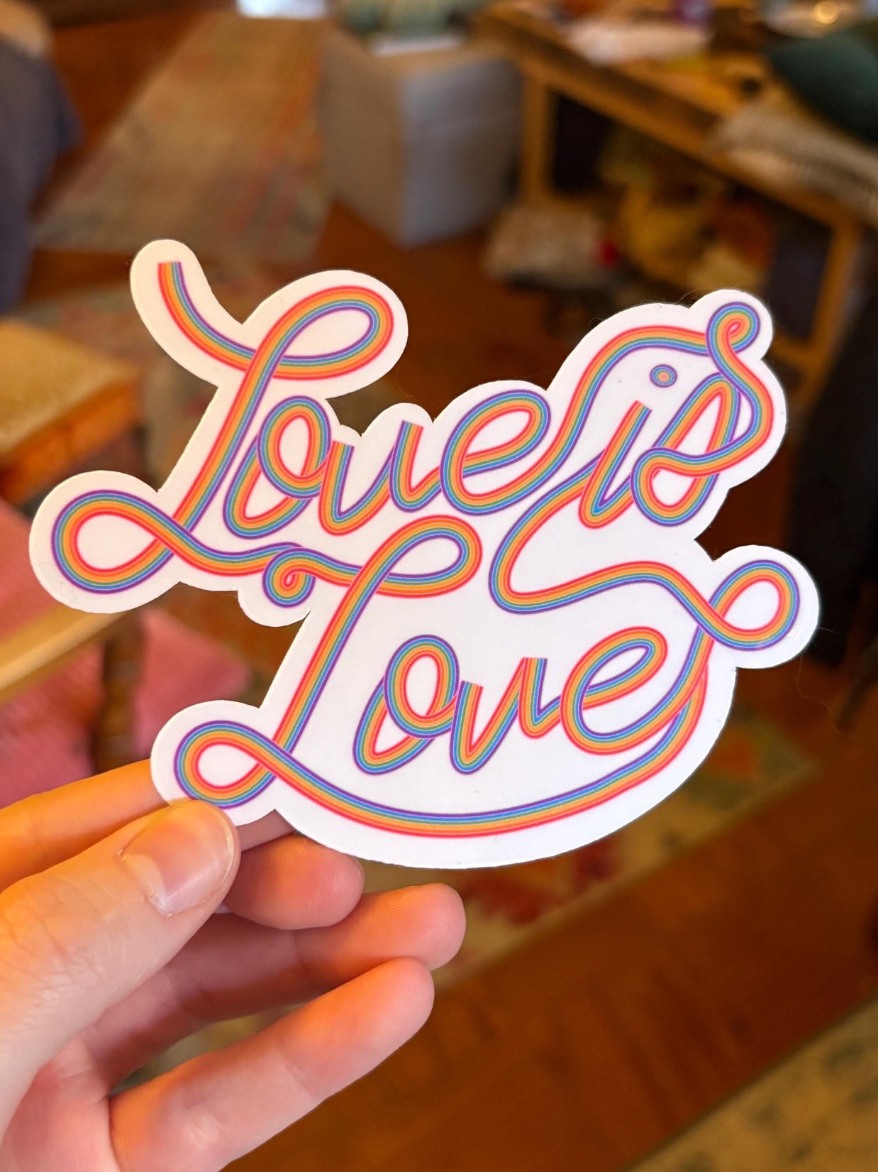 Love is Love Rainbow Sticker, Waterproof LGBTQIA+ Pride Decal