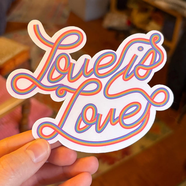 Love is Love Rainbow Sticker, Waterproof LGBTQIA+ Pride Decal