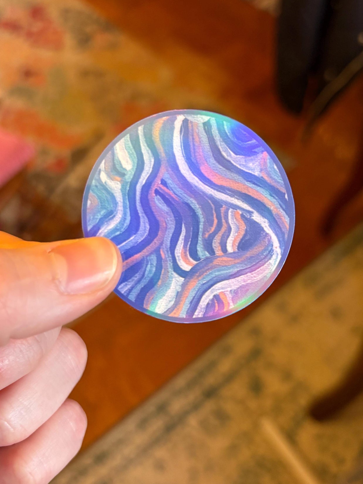 Small Funky Sticker, Waterproof Durable Circle Laptop or Water Bottle Decal