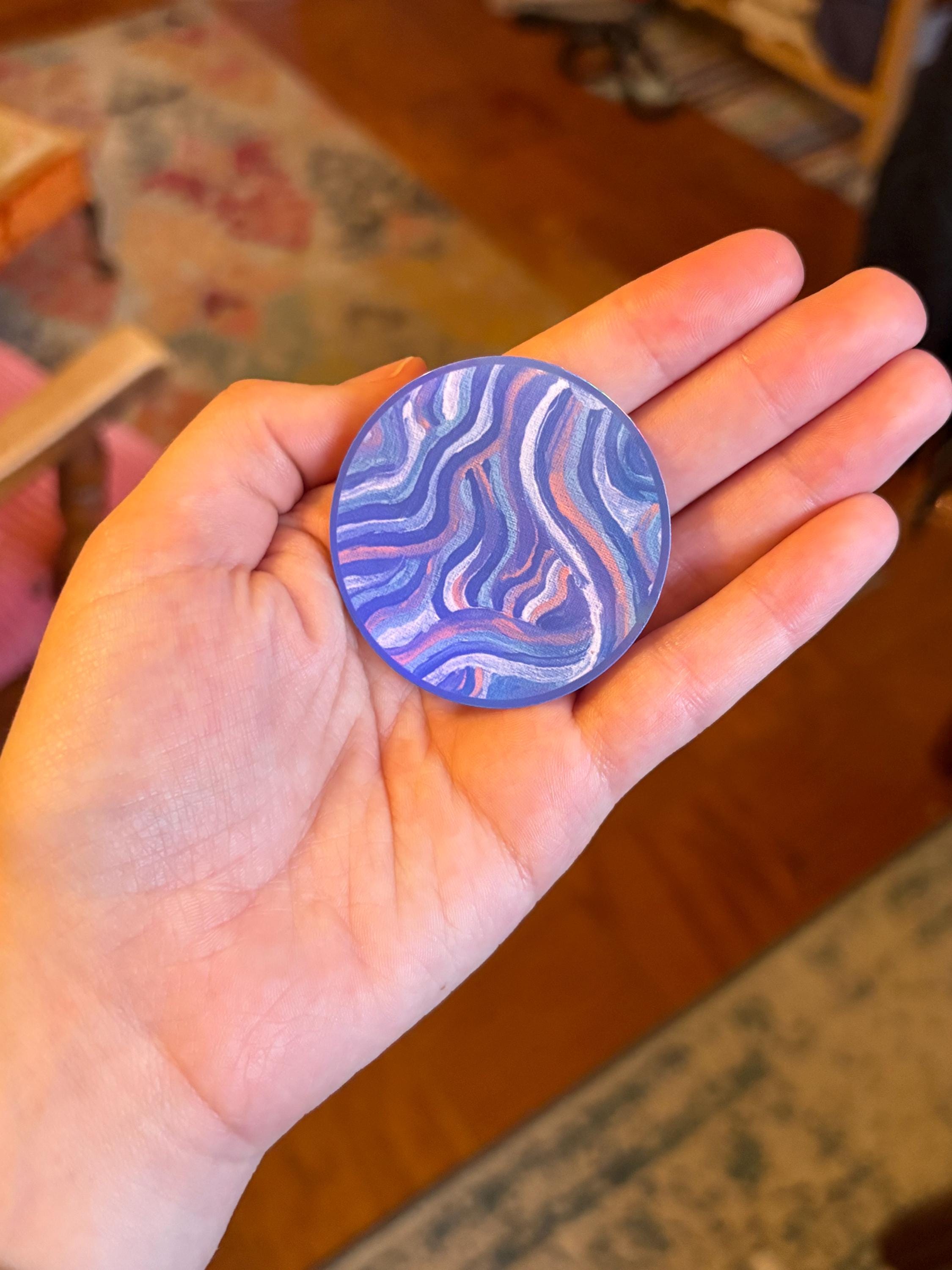 Small Funky Sticker, Waterproof Durable Circle Laptop or Water Bottle Decal