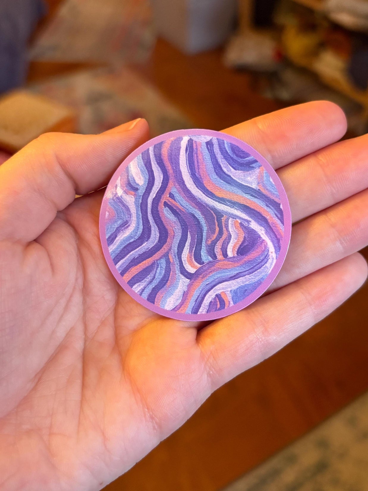 Small Funky Sticker, Waterproof Durable Circle Laptop or Water Bottle Decal