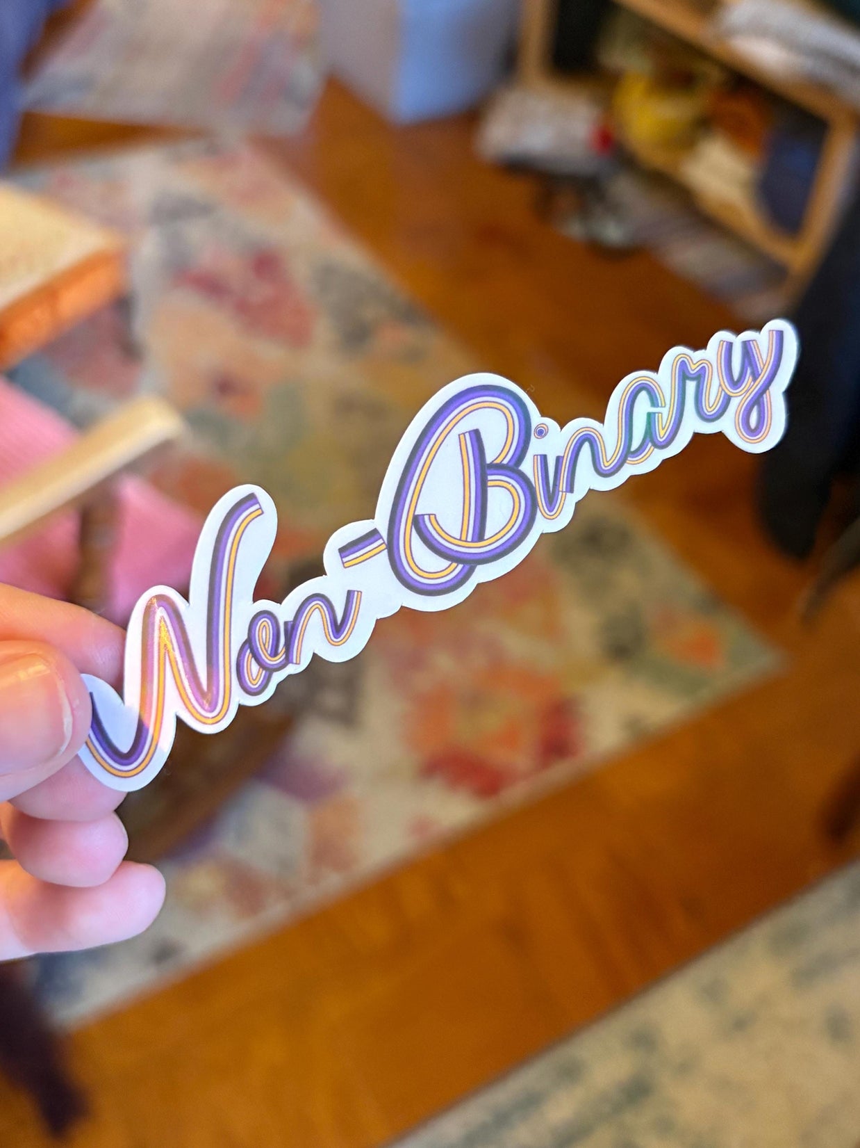 Non-Binary Pride Sticker, Waterproof Durable LGBTQIA+ Pride Laptop or Water Bottle Decal