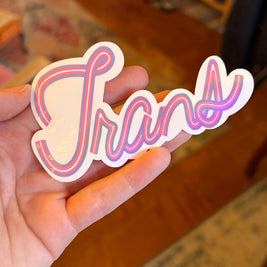 Trans Pride Sticker, Waterproof Durable LGBTQIA+ Pride Laptop or Water Bottle Decal