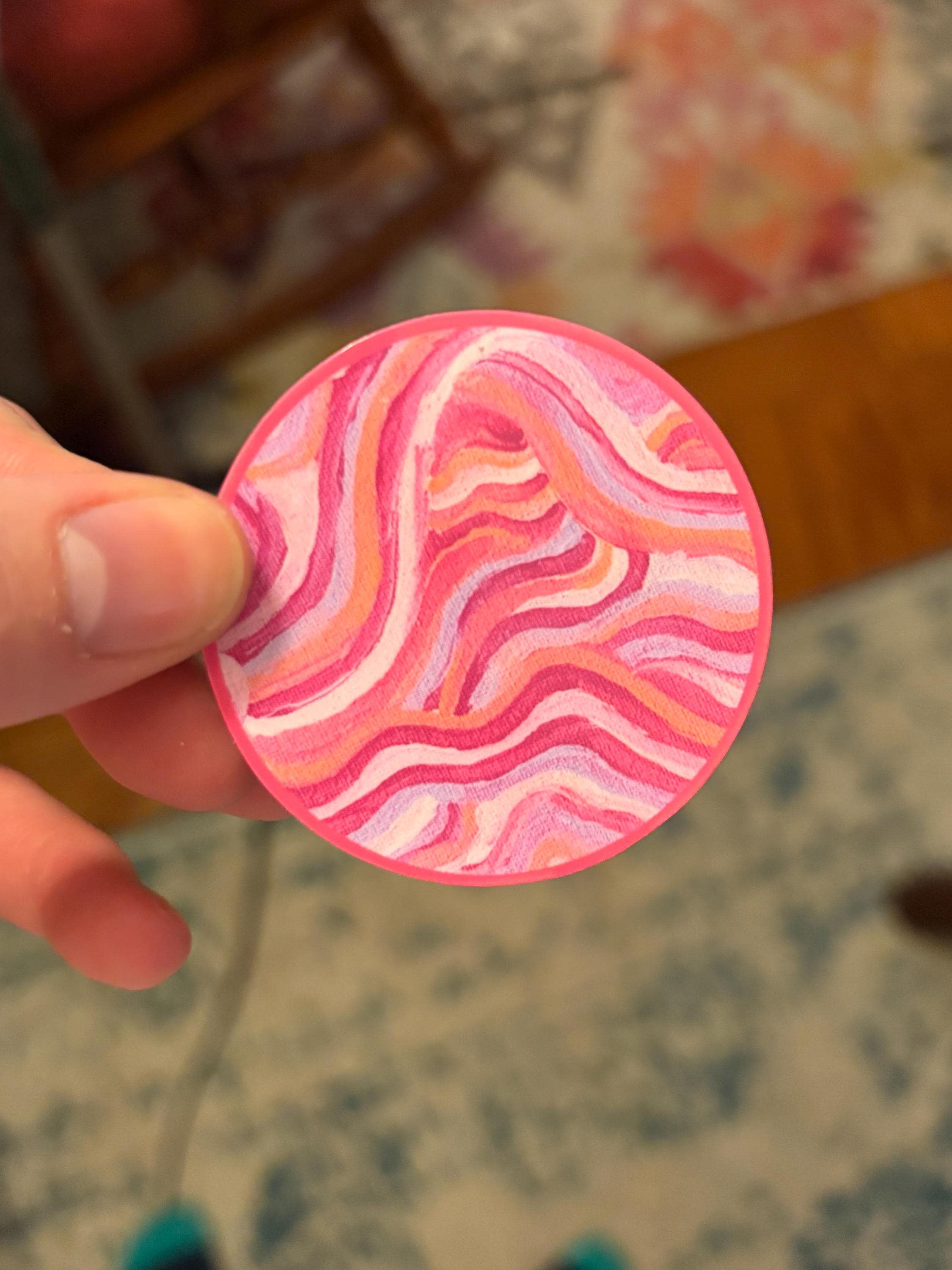 Small Funky Sticker, Waterproof Durable Circle Laptop or Water Bottle Decal