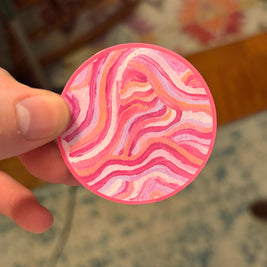 Small Funky Sticker, Waterproof Durable Circle Laptop or Water Bottle Decal
