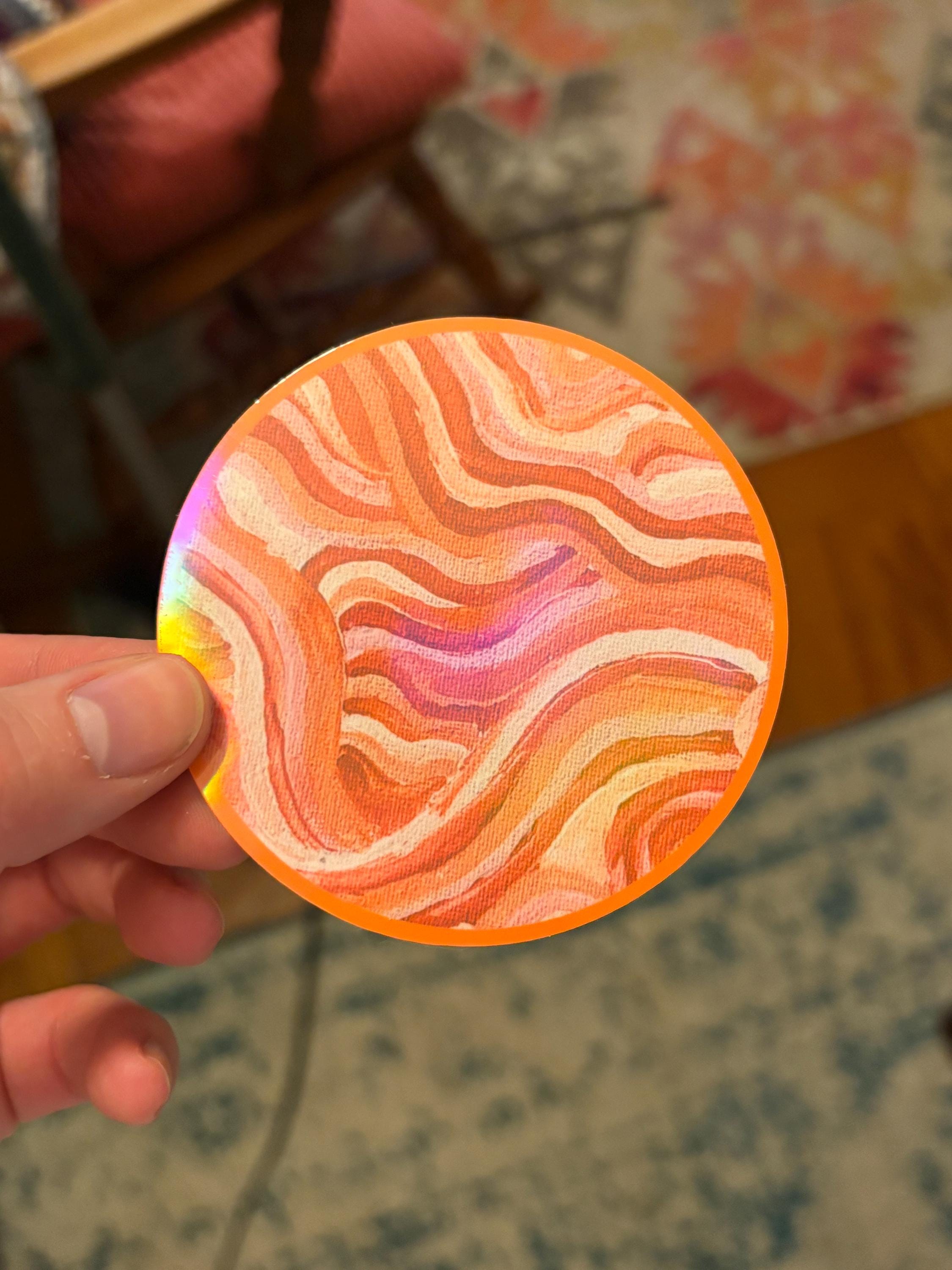Large Funky Sticker, Waterproof Durable Circle Laptop or Water Bottle Decal