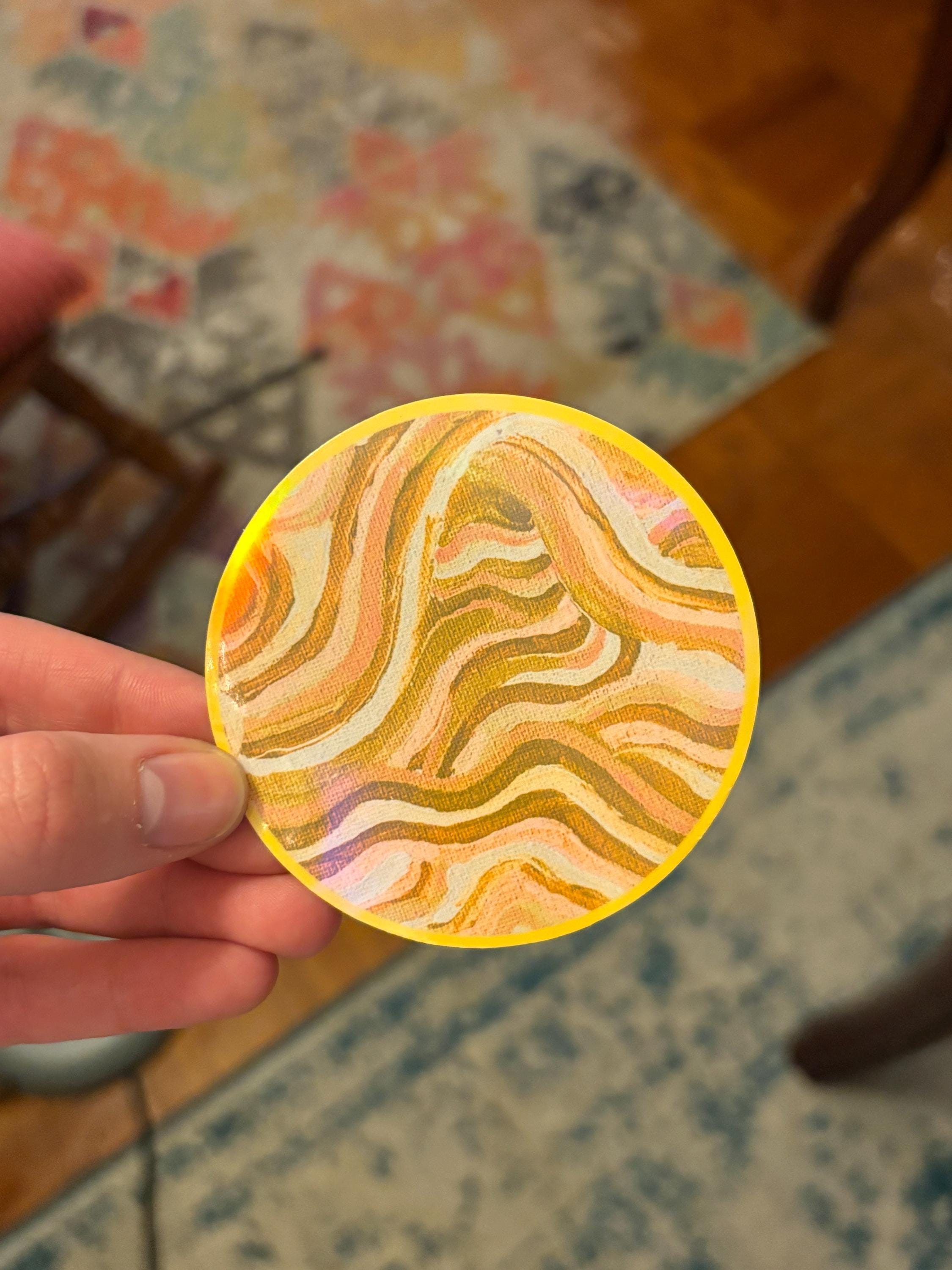 Large Funky Sticker, Waterproof Durable Circle Laptop or Water Bottle Decal
