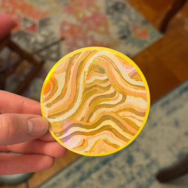 Large Funky Sticker, Waterproof Durable Circle Laptop or Water Bottle Decal