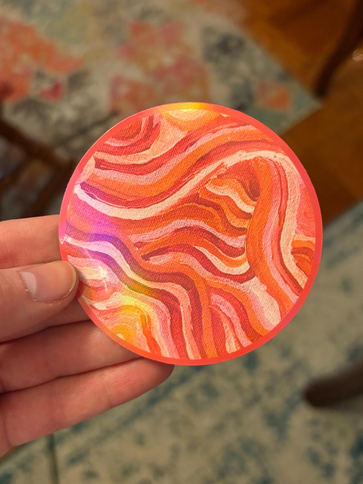Large Funky Sticker, Waterproof Durable Circle Laptop or Water Bottle Decal