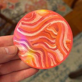 Large Funky Sticker, Waterproof Durable Circle Laptop or Water Bottle Decal