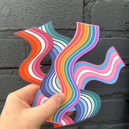 Rainbow Wavy Double-Sided Bookmark, Queer Art, Pride Gift