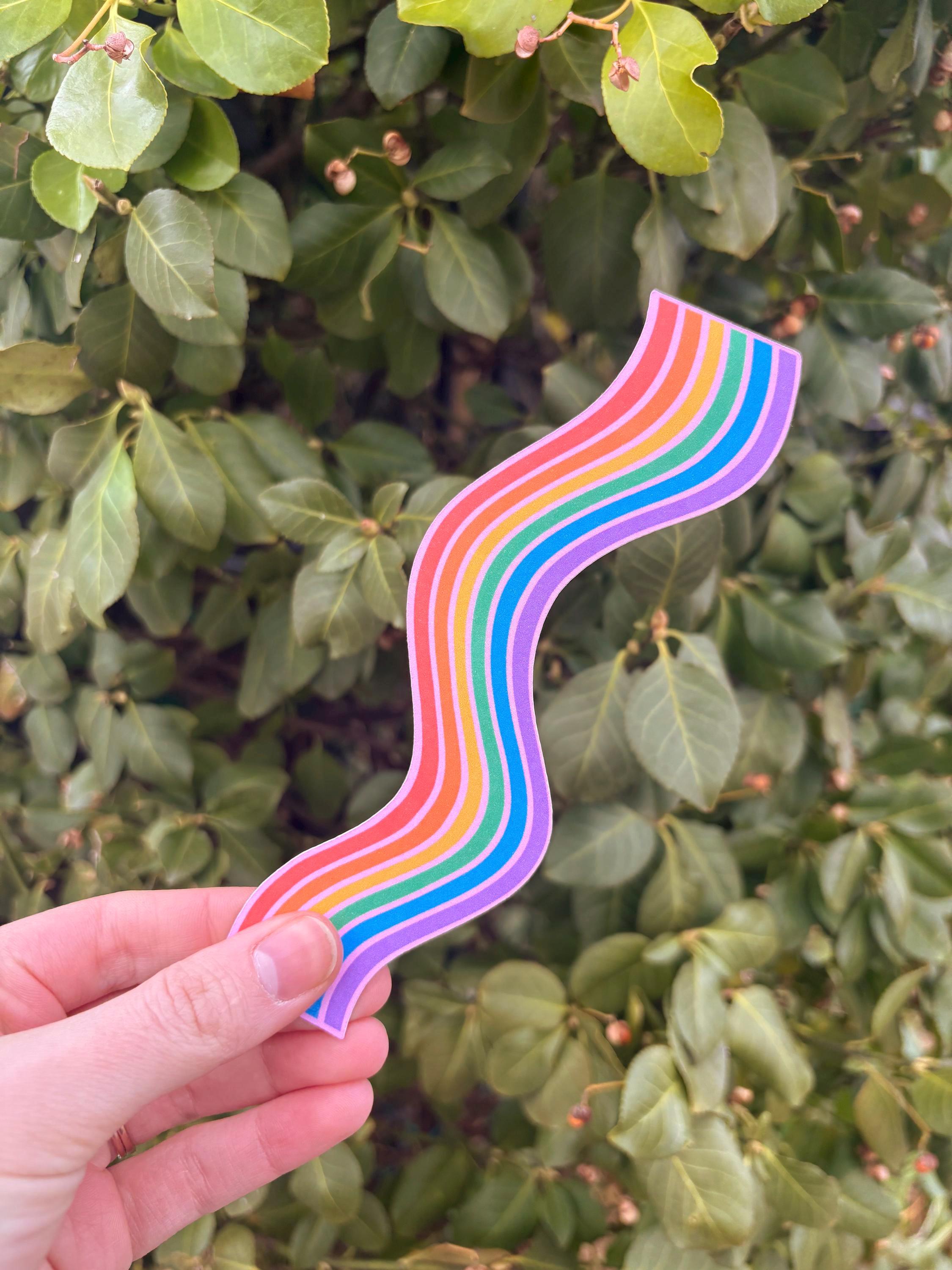 Rainbow Wavy Double-Sided Bookmark, Queer Art, Pride Gift