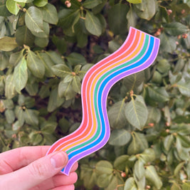 Rainbow Wavy Double-Sided Bookmark, Queer Art, Pride Gift