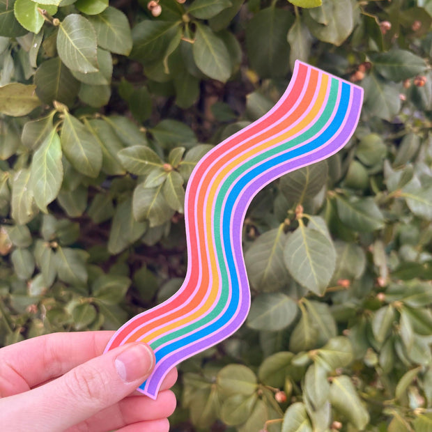 Rainbow Wavy Double-Sided Bookmark, Queer Art, Pride Gift