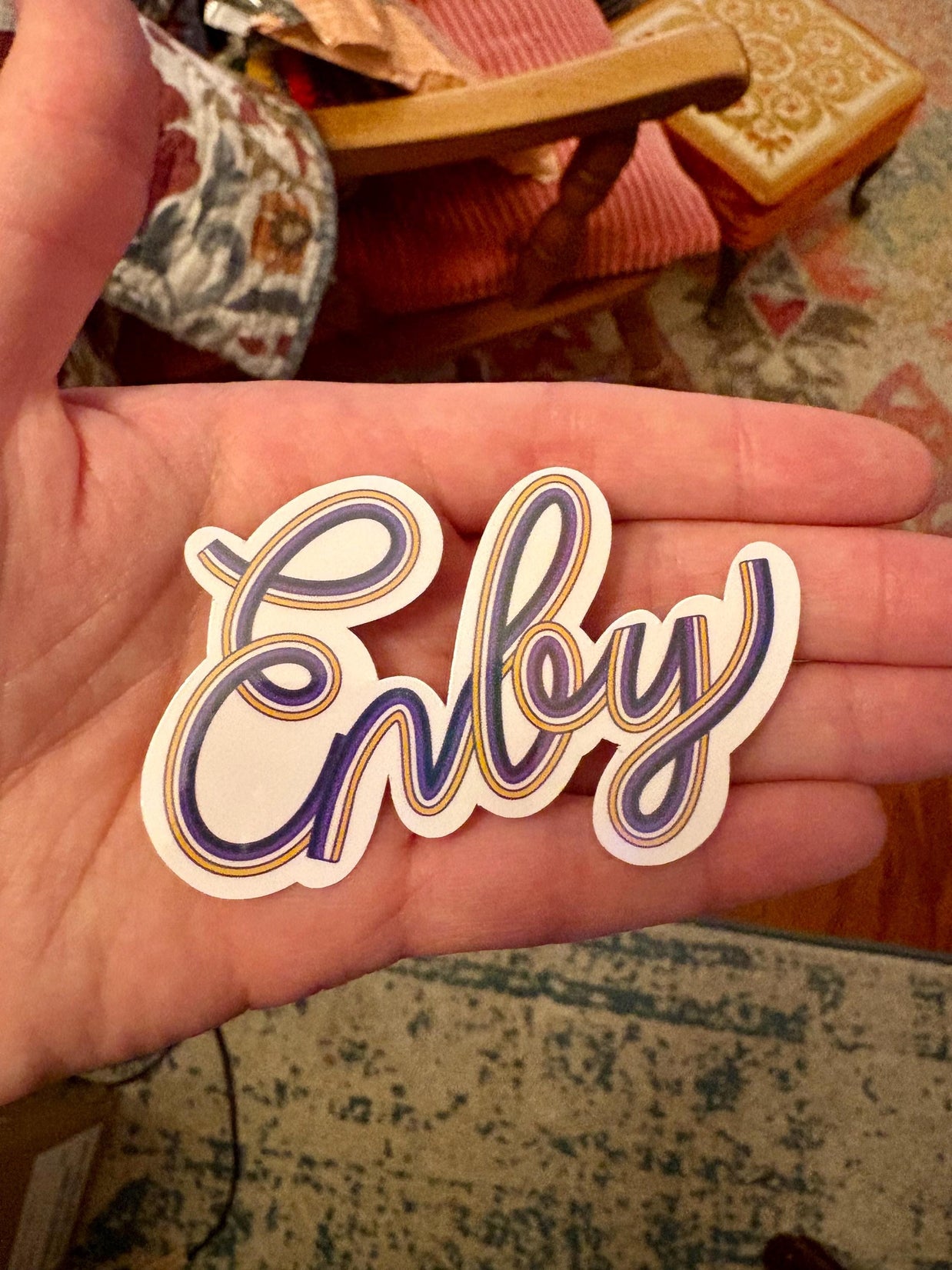Enby Non-Binary Pride Sticker, Waterproof Durable LGBTQIA+ Pride Laptop or Water Bottle Decal