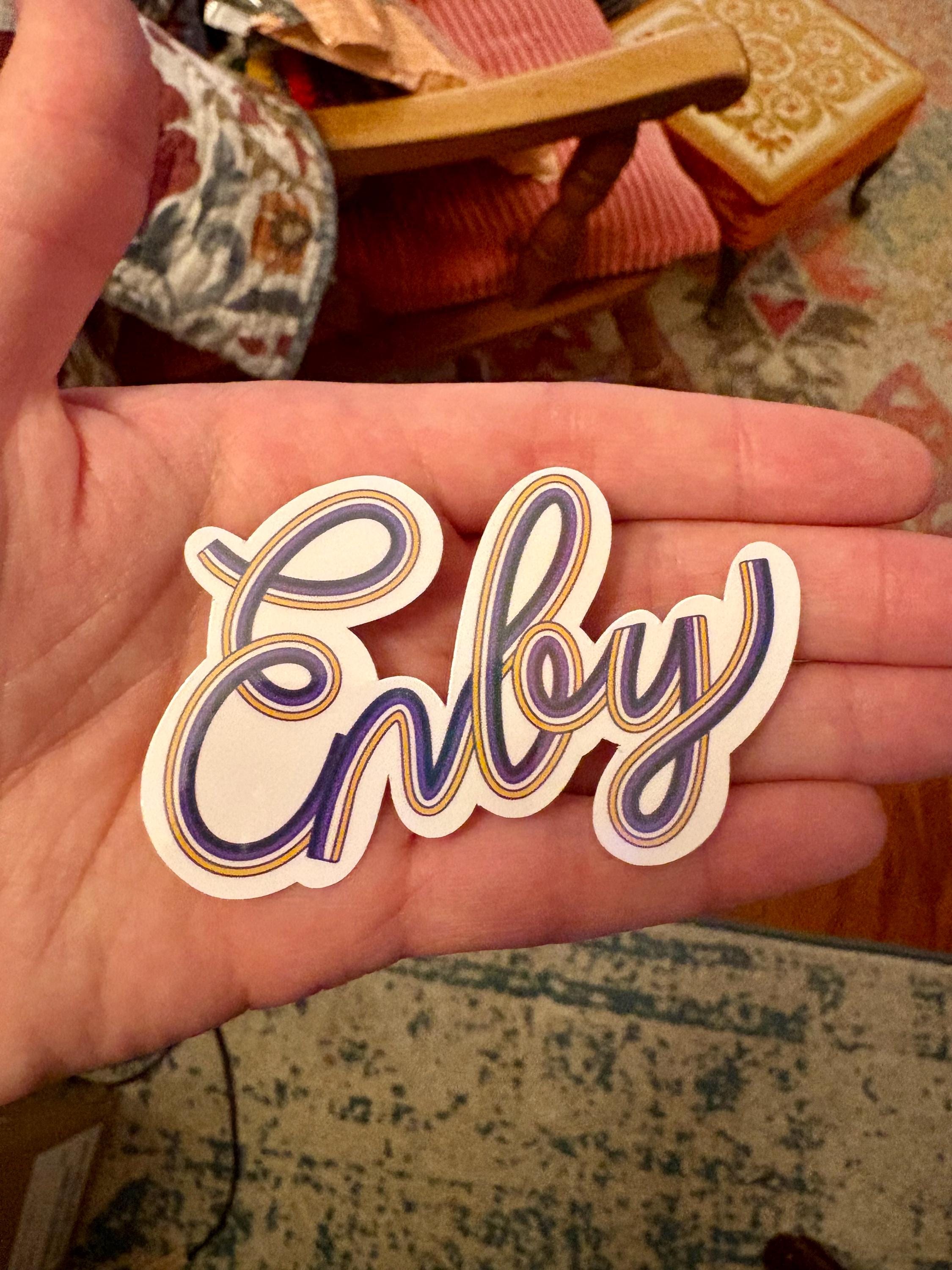 Enby Non-Binary Pride Sticker, Waterproof Durable LGBTQIA+ Pride Laptop or Water Bottle Decal
