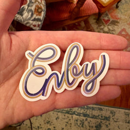 Enby Non-Binary Pride Sticker, Waterproof Durable LGBTQIA+ Pride Laptop or Water Bottle Decal