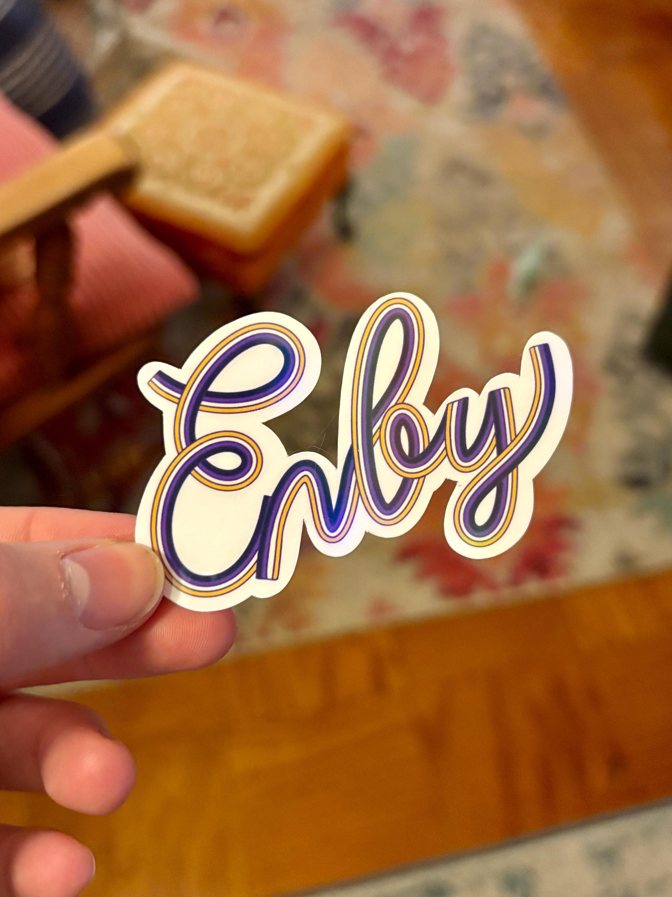 Enby Non-Binary Pride Sticker, Waterproof Durable LGBTQIA+ Pride Laptop or Water Bottle Decal