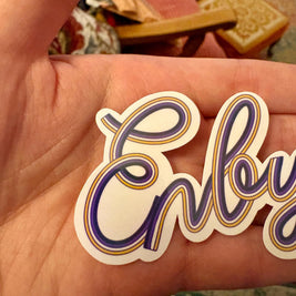 Enby Non-Binary Pride Sticker, Waterproof Durable LGBTQIA+ Pride Laptop or Water Bottle Decal