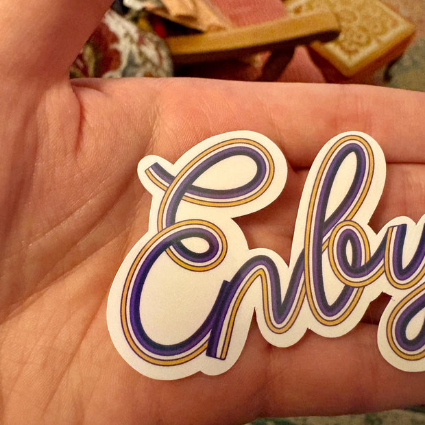 Enby Non-Binary Pride Sticker, Waterproof Durable LGBTQIA+ Pride Laptop or Water Bottle Decal