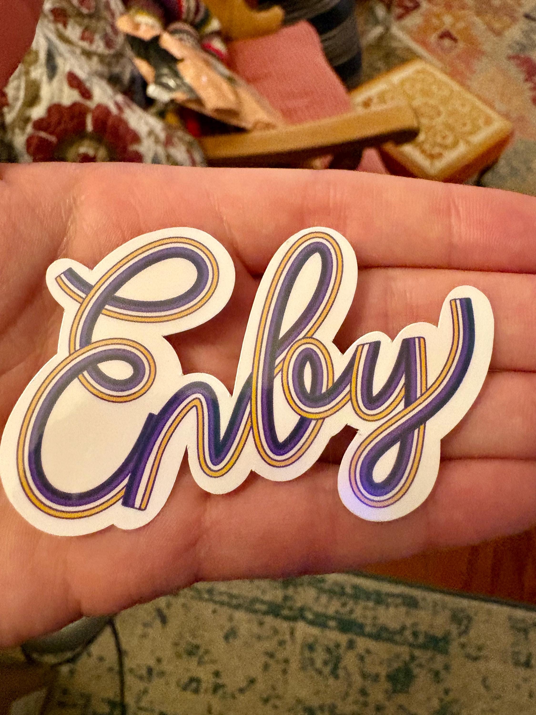 Enby Non-Binary Pride Sticker, Waterproof Durable LGBTQIA+ Pride Laptop or Water Bottle Decal