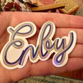 Enby Non-Binary Pride Sticker, Waterproof Durable LGBTQIA+ Pride Laptop or Water Bottle Decal