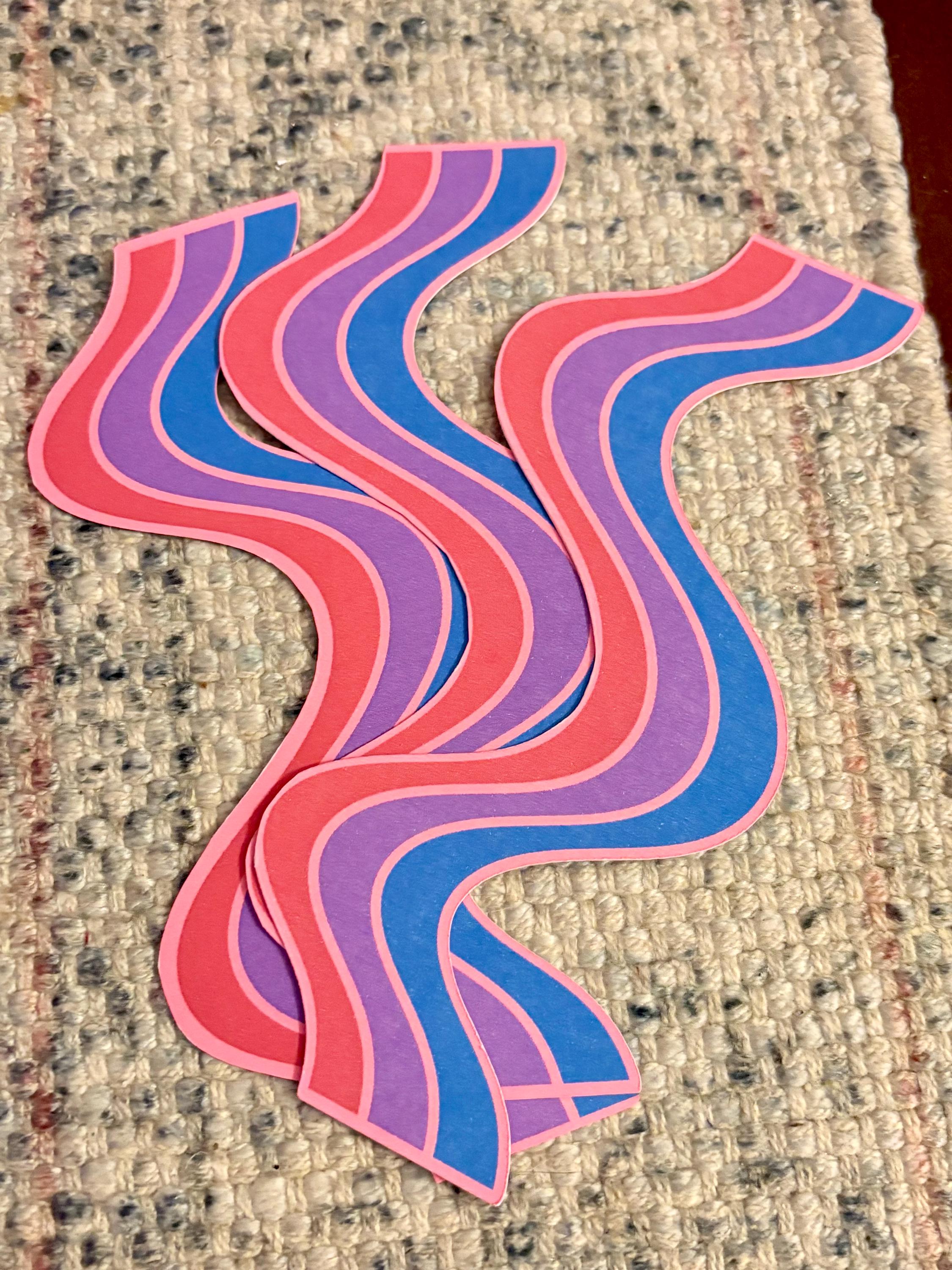Bisexual Wavy Double-Sided Bookmark, Queer Art, Pride Gift