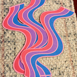 Bisexual Wavy Double-Sided Bookmark, Queer Art, Pride Gift