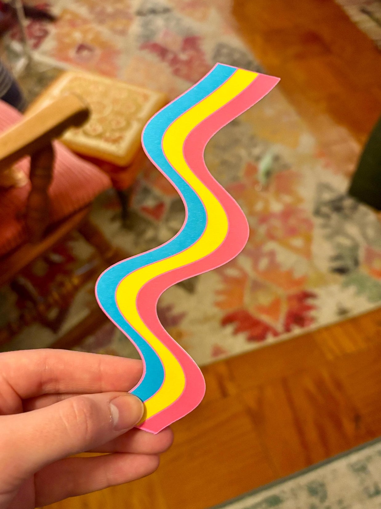 Pansexual Wavy Double-Sided Bookmark, Queer Art, Pride Gift
