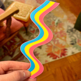 Pansexual Wavy Double-Sided Bookmark, Queer Art, Pride Gift
