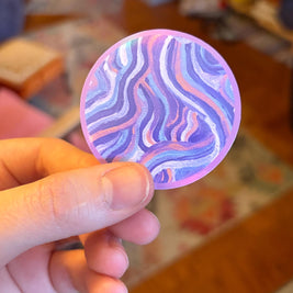 Small Funky Sticker, Waterproof Durable Circle Laptop or Water Bottle Decal