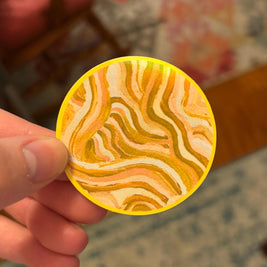 Small Funky Sticker, Waterproof Durable Circle Laptop or Water Bottle Decal