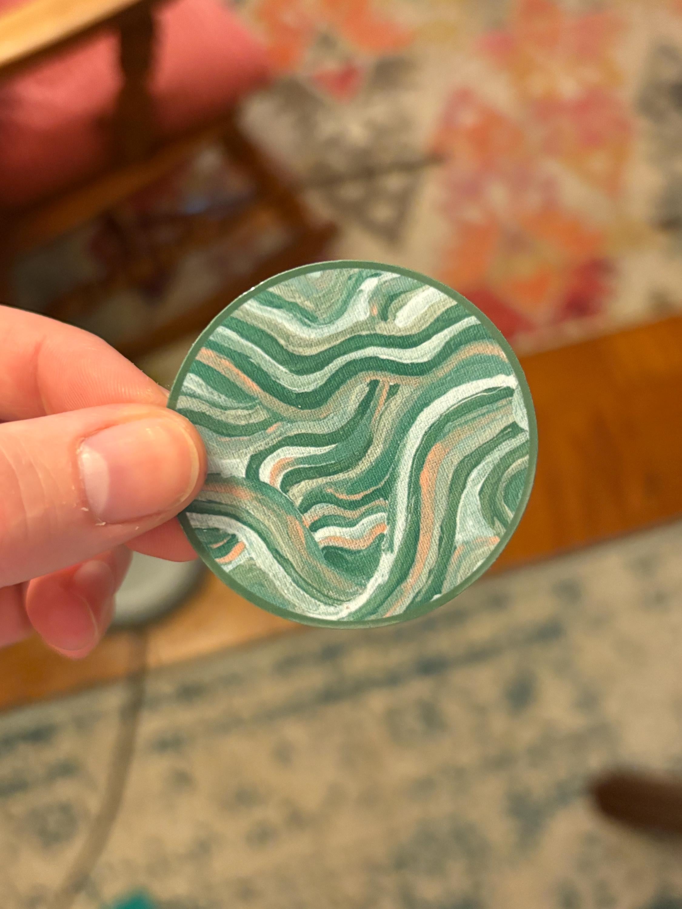Small Funky Sticker, Waterproof Durable Circle Laptop or Water Bottle Decal
