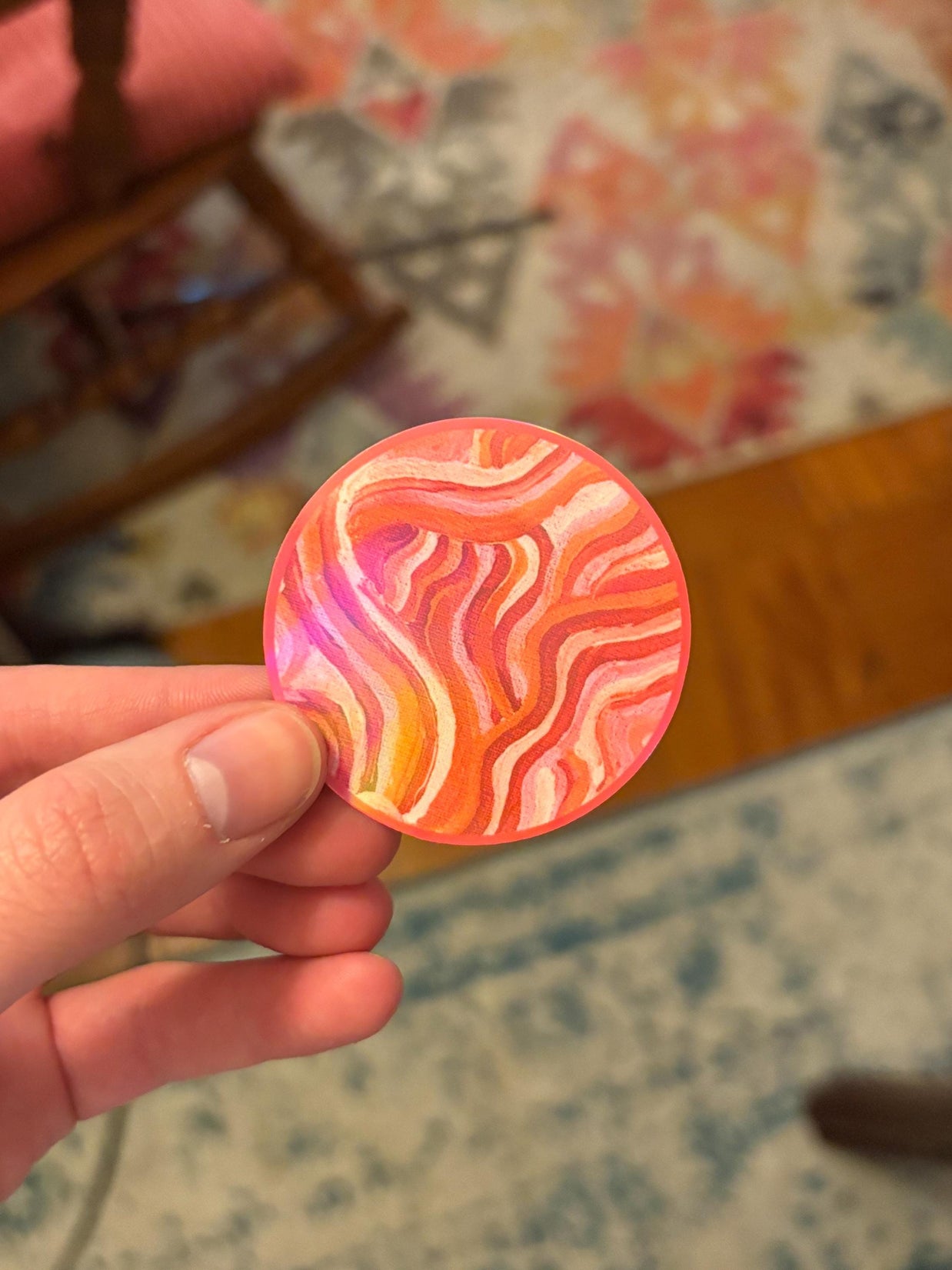 Small Funky Sticker, Waterproof Durable Circle Laptop or Water Bottle Decal
