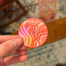 Small Funky Sticker, Waterproof Durable Circle Laptop or Water Bottle Decal