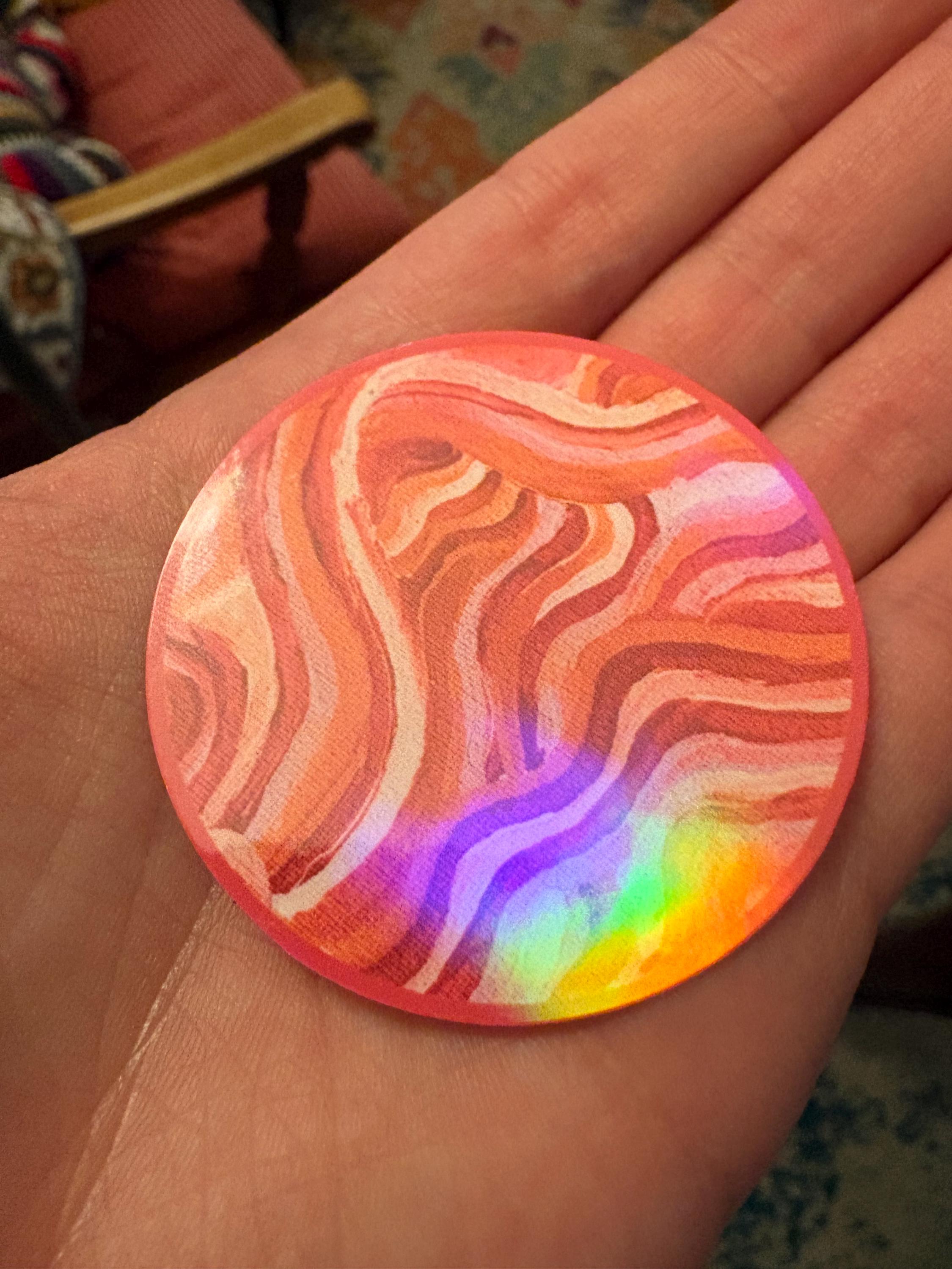 Small Funky Sticker, Waterproof Durable Circle Laptop or Water Bottle Decal
