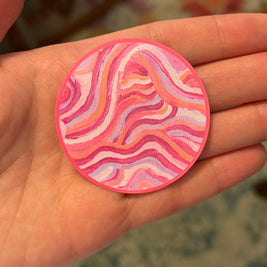 Small Funky Sticker, Waterproof Durable Circle Laptop or Water Bottle Decal