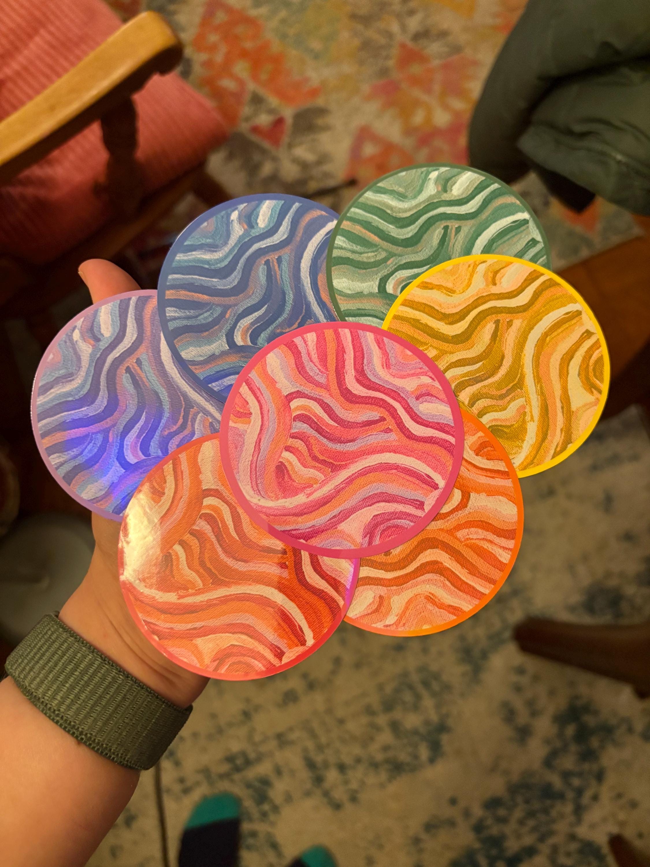 Large Funky Sticker, Waterproof Durable Circle Laptop or Water Bottle Decal