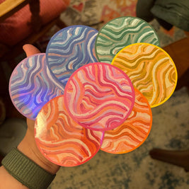 Large Funky Sticker, Waterproof Durable Circle Laptop or Water Bottle Decal