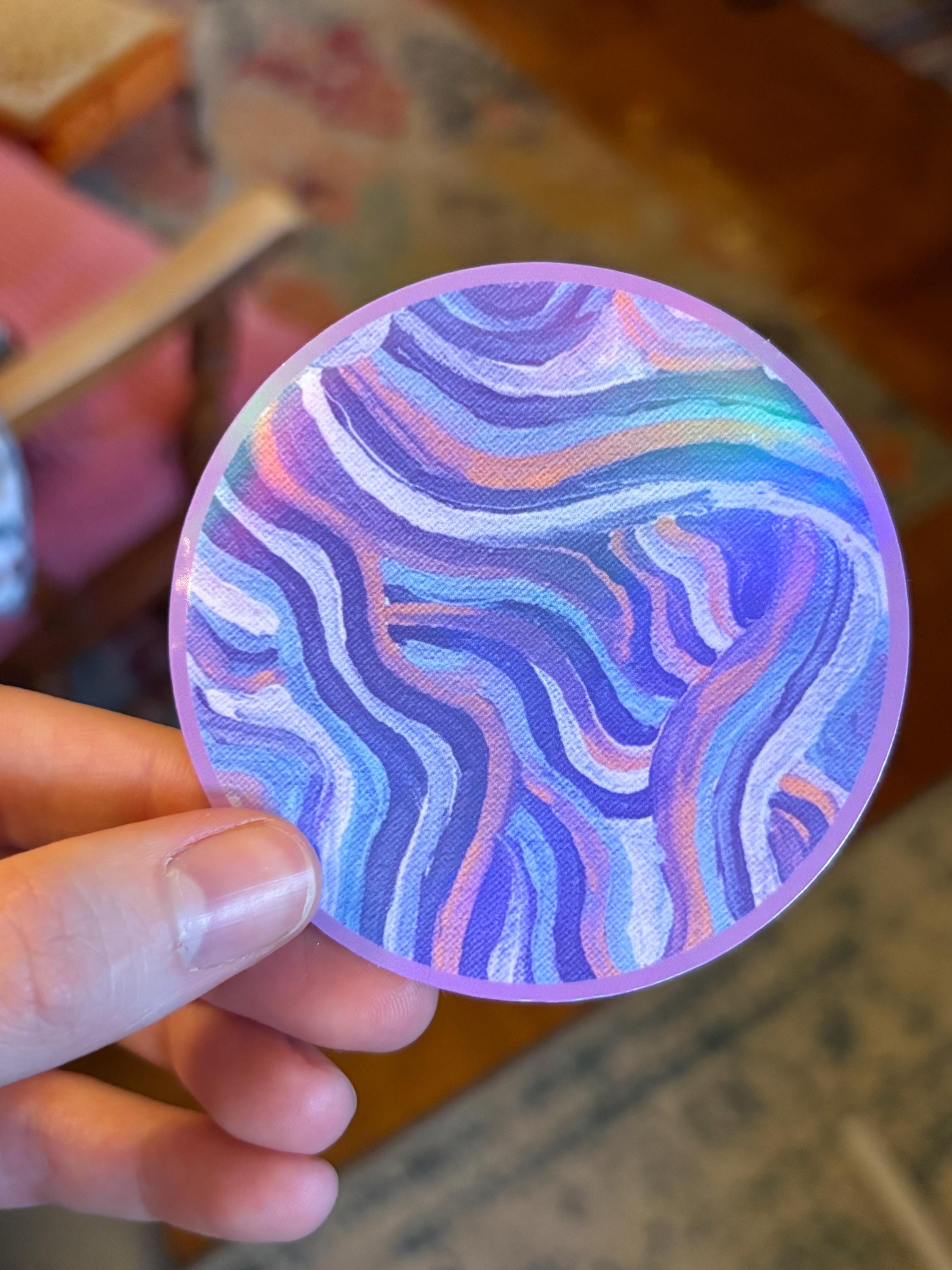 Large Funky Sticker, Waterproof Durable Circle Laptop or Water Bottle Decal
