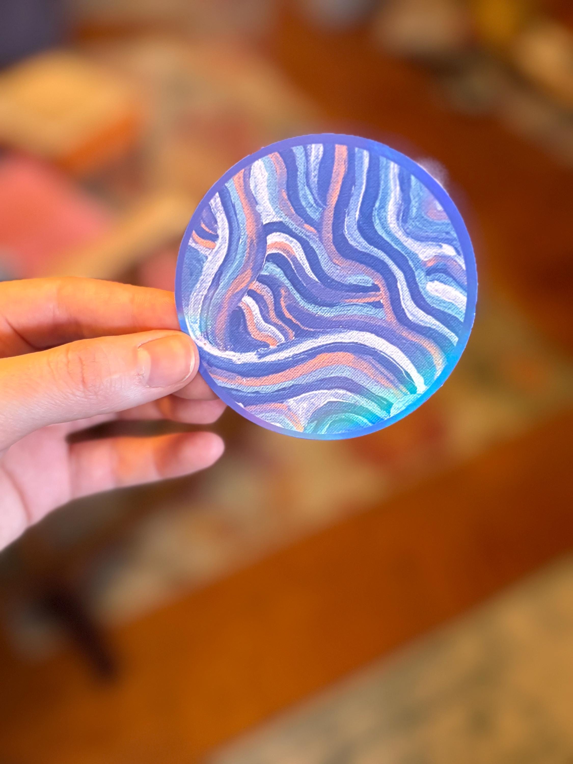 Large Funky Sticker, Waterproof Durable Circle Laptop or Water Bottle Decal