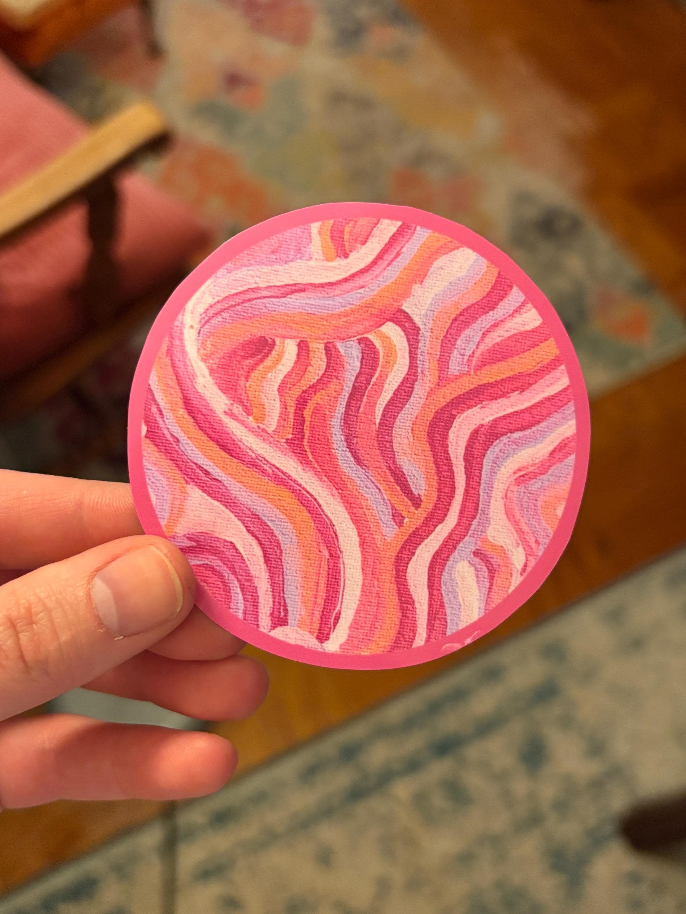 Large Funky Sticker, Waterproof Durable Circle Laptop or Water Bottle Decal