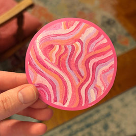 Large Funky Sticker, Waterproof Durable Circle Laptop or Water Bottle Decal
