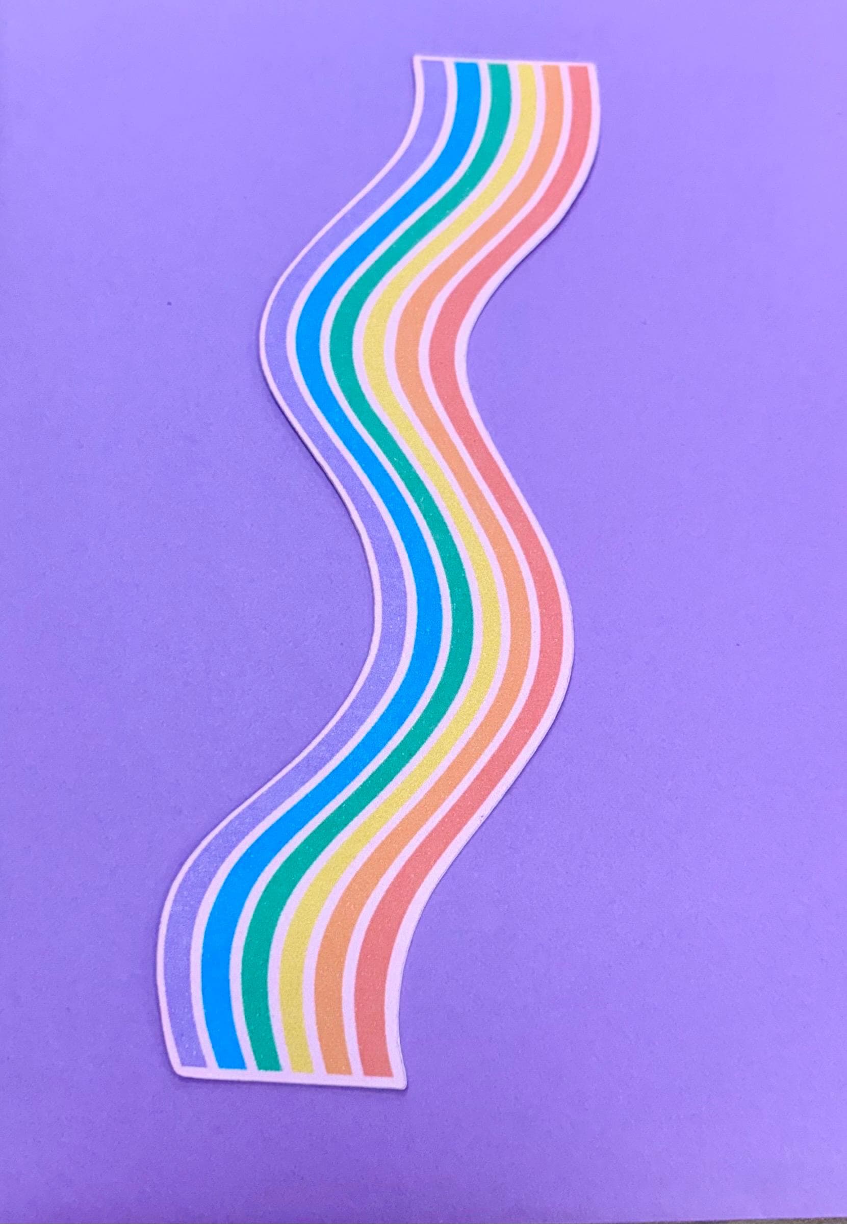 Rainbow Wavy Double-Sided Bookmark, Queer Art, Pride Gift