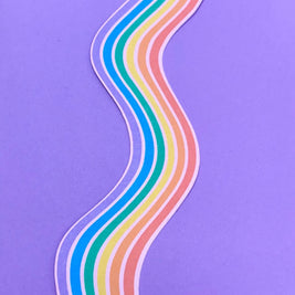 Rainbow Wavy Double-Sided Bookmark, Queer Art, Pride Gift