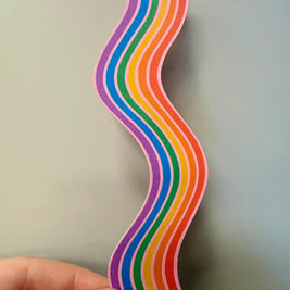 Rainbow Wavy Double-Sided Bookmark, Queer Art, Pride Gift