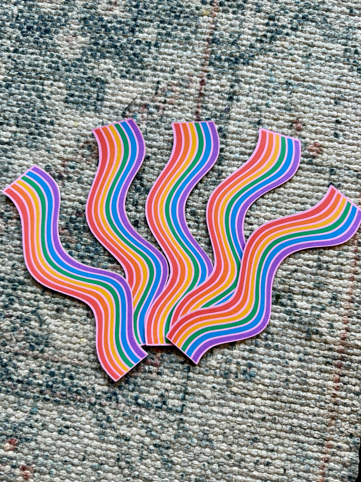 Rainbow Wavy Double-Sided Bookmark, Queer Art, Pride Gift